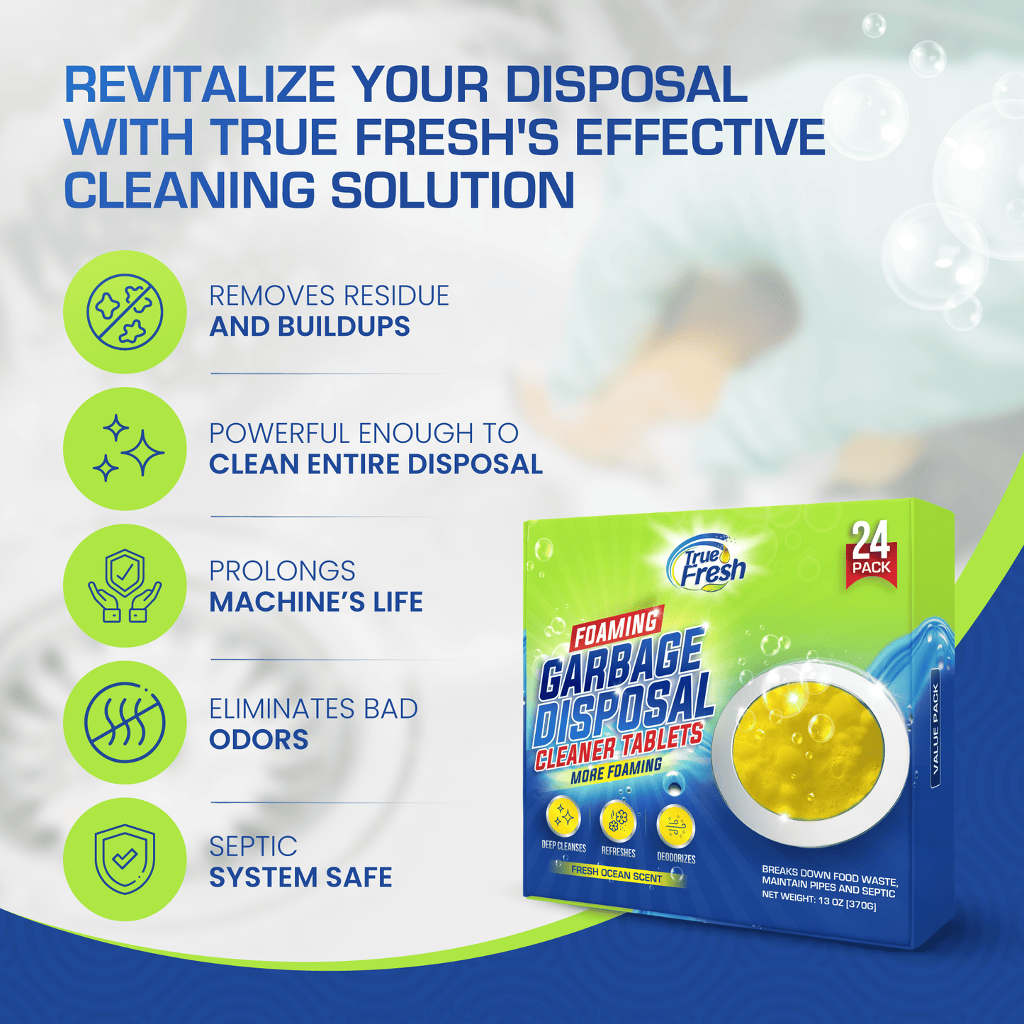 True Fresh Garbage Disposal Cleaner Tablets - 24 Count