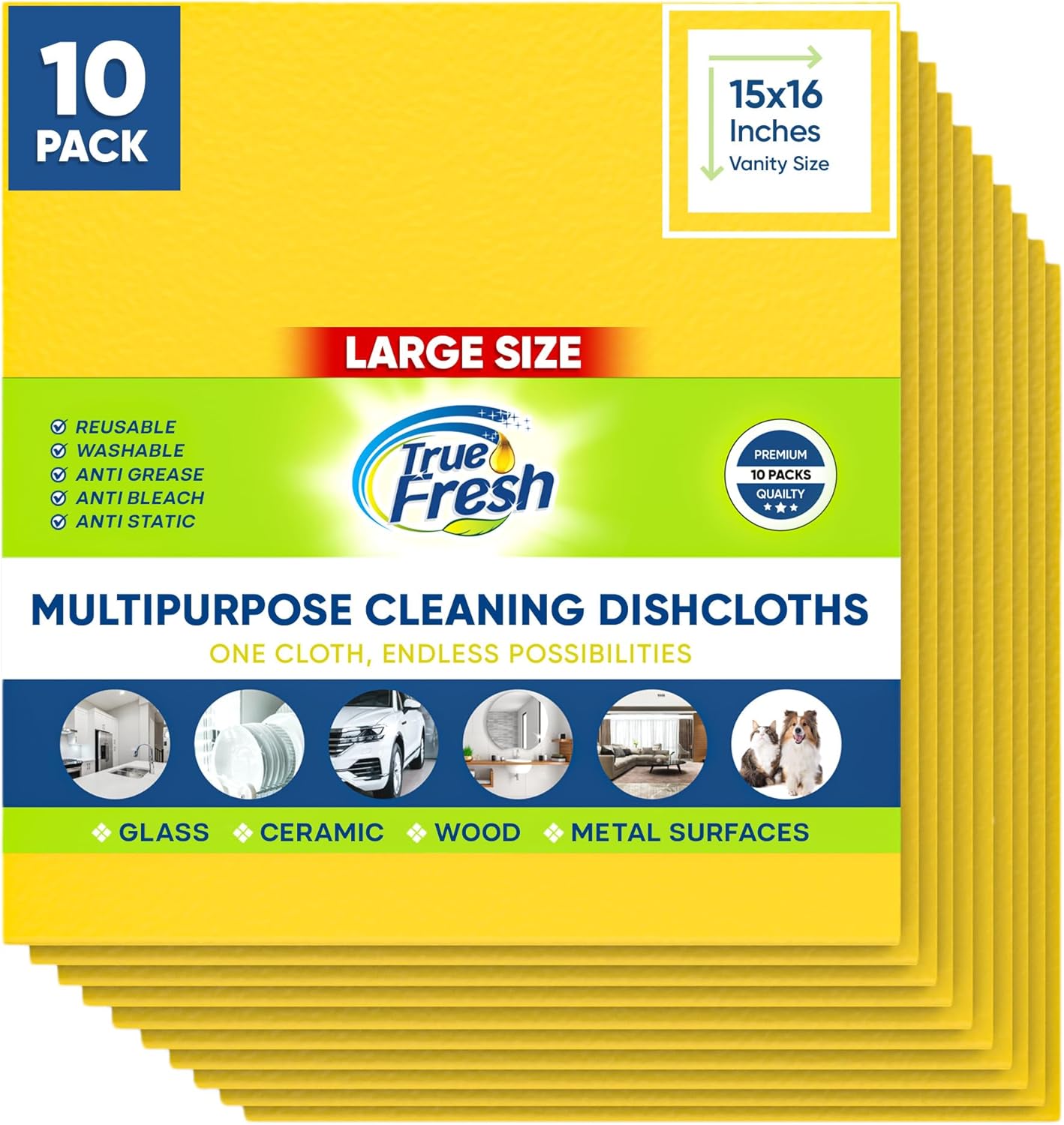 True Fresh Multipurpose Dishcloths - 10 Pack
