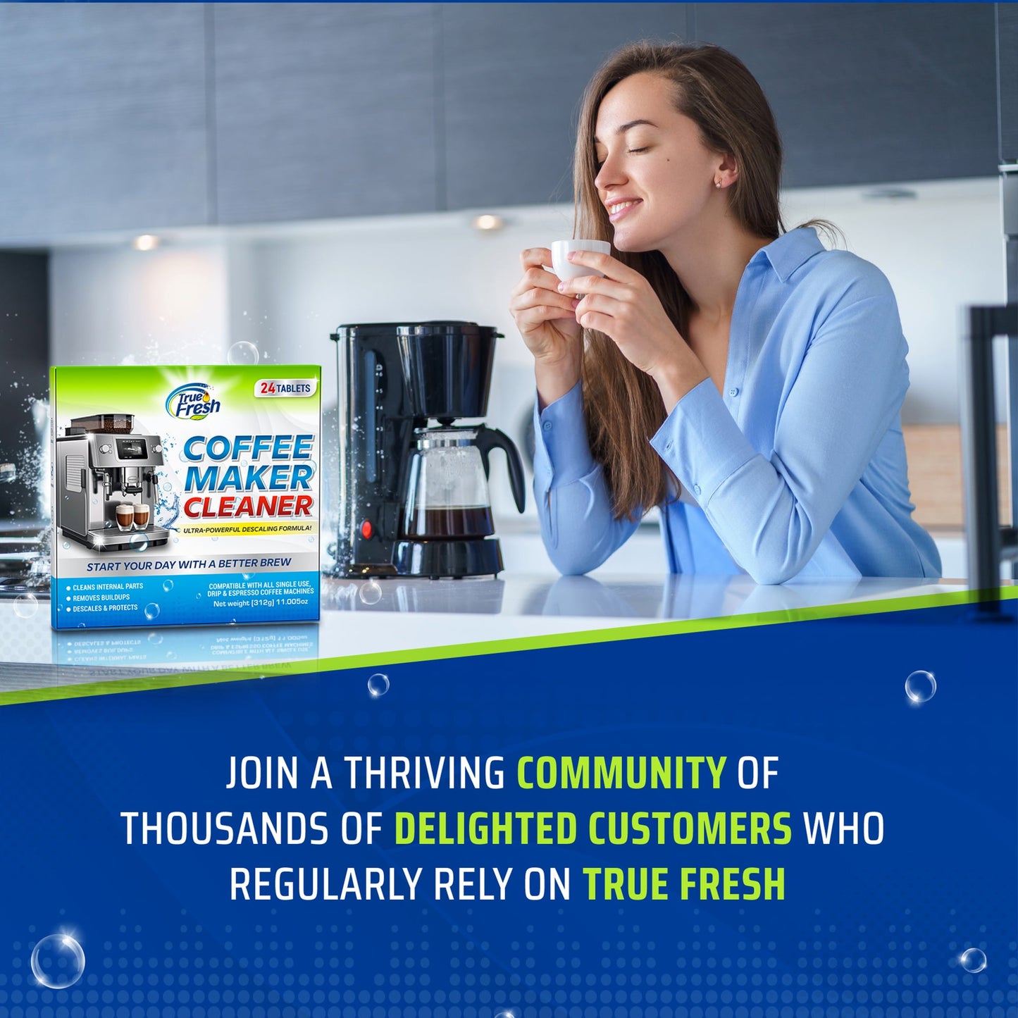 True Fresh Coffee Maker Cleaner Tablets - 24 Count